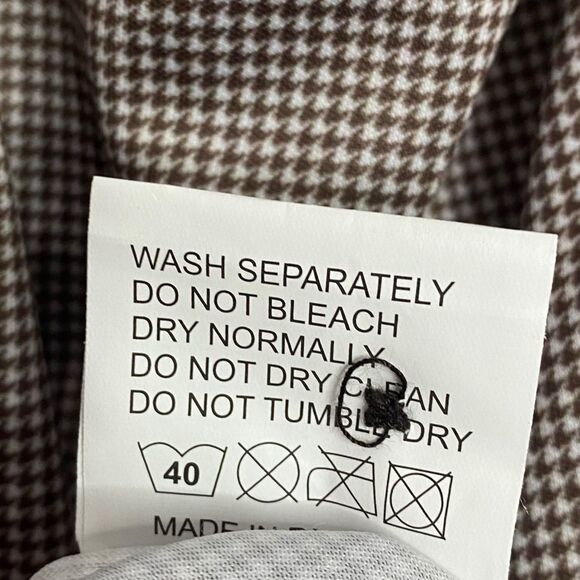 Collars & Co Polo Shirt Mens M Brown Houndstooth Performance Preppy Stretch NEW - Picture 6 of 7